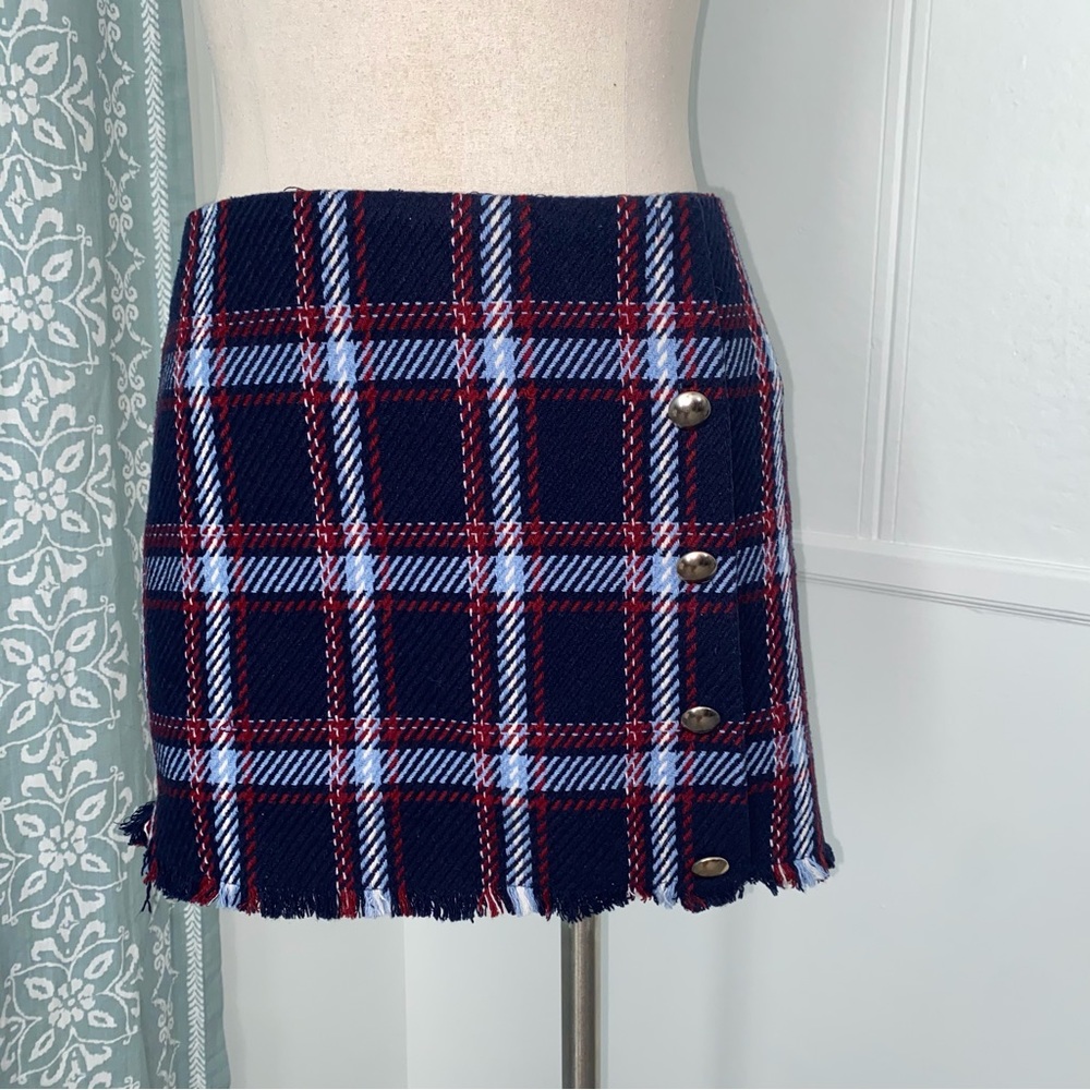 Forever 21 blue plaid skirt small preppy